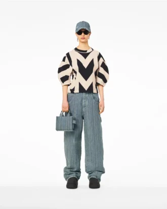 The Washed Monogram Denim Crossbody Tote Bag