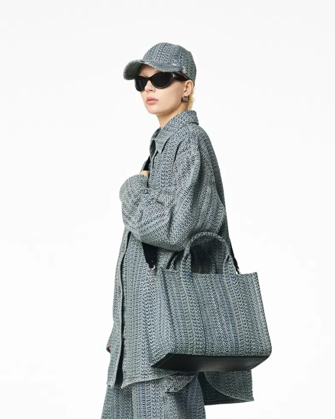 The Washed Monogram Denim Medium Tote Bag